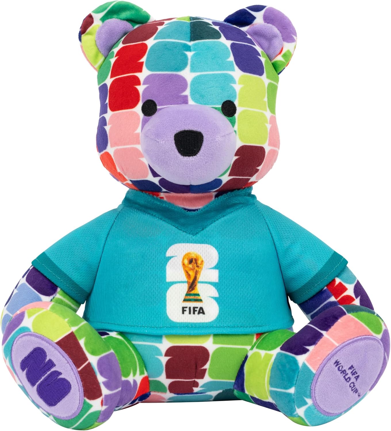 Jazwares FIFA World Cup 2026 10-Inch Colorful Bear Plush - Official 2026 World Cup Collectible with FIFA Trophy Logo Tee - Ages 3+