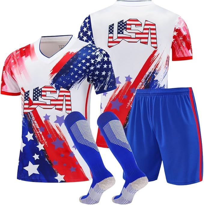 USA Kid's Soccer Jersey Children's Uniform Youth Sports Training