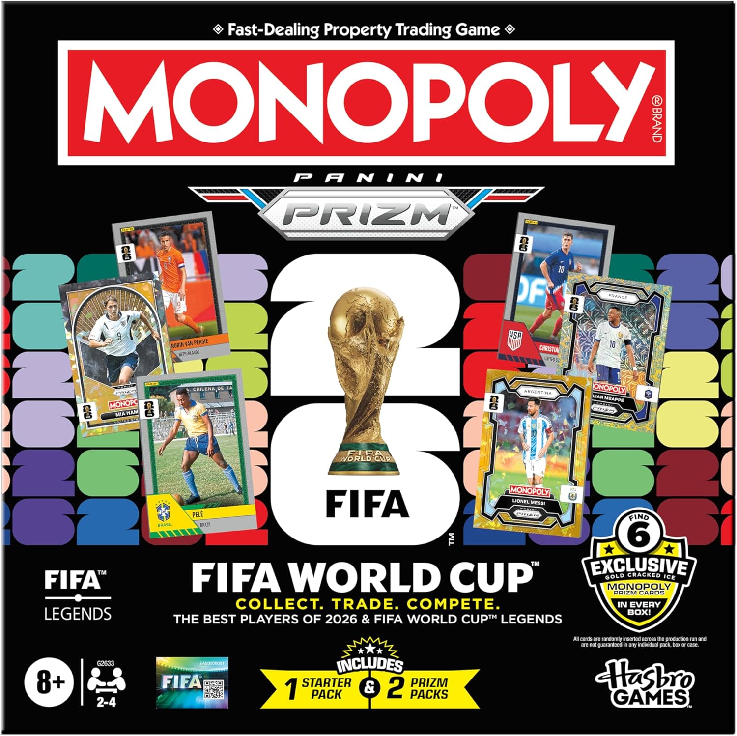 Monopoly Panini Prizm: FIFA World Cup Game I Soccer Board Game with Monopoly Panini Prizm FIFA World Cup 2026 Trading Cards I Ages 8+