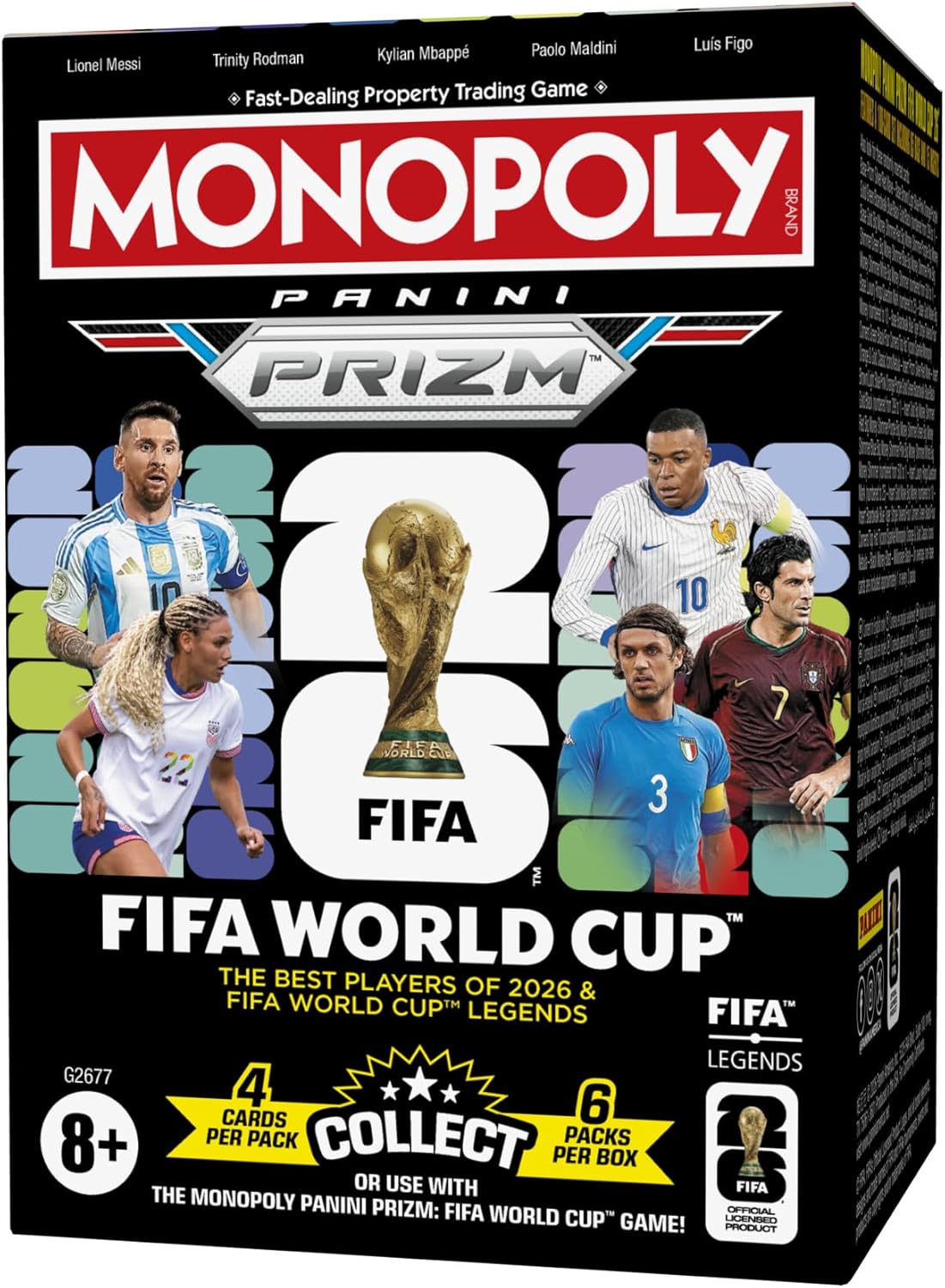Monopoly Panini Prizm: FIFA World Cup Trading Cards Booster Box | Current Stars and FIFA World Cup Legends | Gifts for Soccer Fans