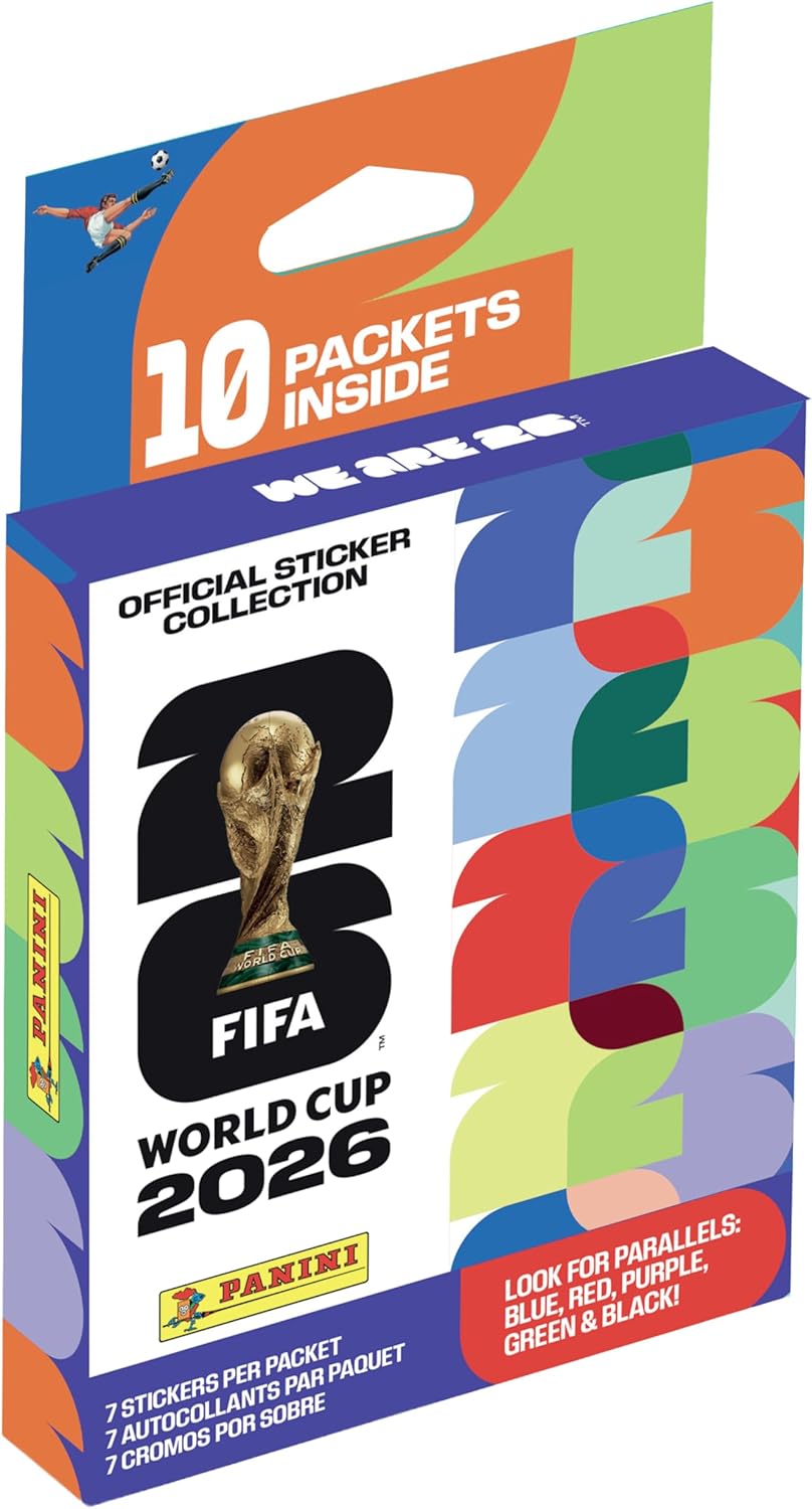 2026 Panini FIFA World Cup Sticker EcoBlister – 10 Official Sticker Packs – Includes Amazon Parallel Inserts – Licensed Tournament Collection