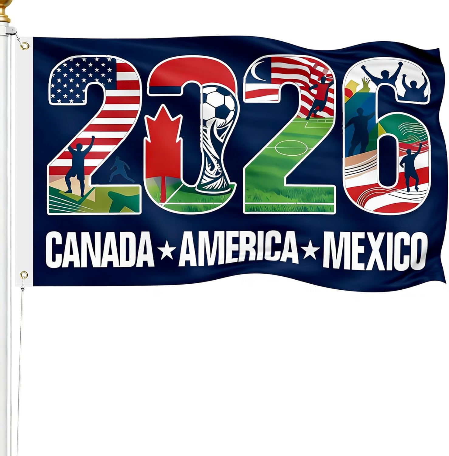World Cup Flag 2026 American Canada Mexico Football Supporters Banner, 5×3FT World Cup Flags 2026 for Outdoor Terrace Decoration and Fan Gathering Events, Great Soccer Fans Gifts