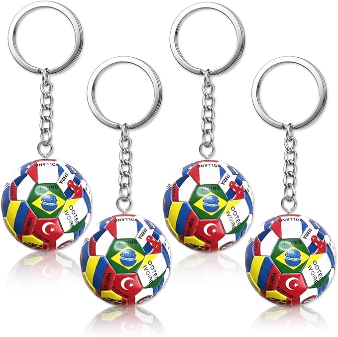 4PCS World Cup Soccer Keychain 2026 Football Ball Key Chain with National Flags,World Cup Soccer Gifts & Accessories for Men Sports Merchandise 2026 Backpack Charm Daily Use